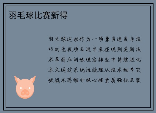 羽毛球比赛新得