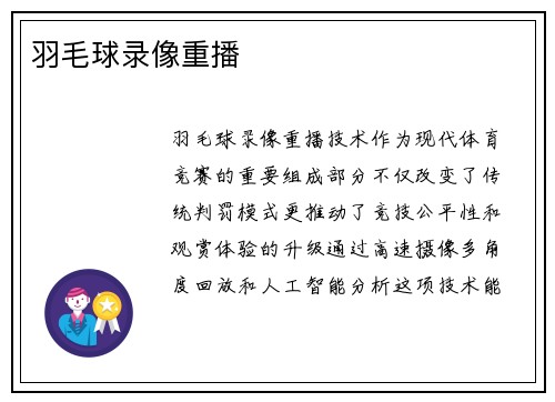 羽毛球录像重播